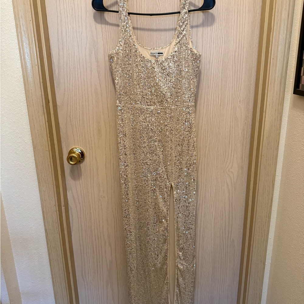 Fashion Nova Glittering Gold Dress